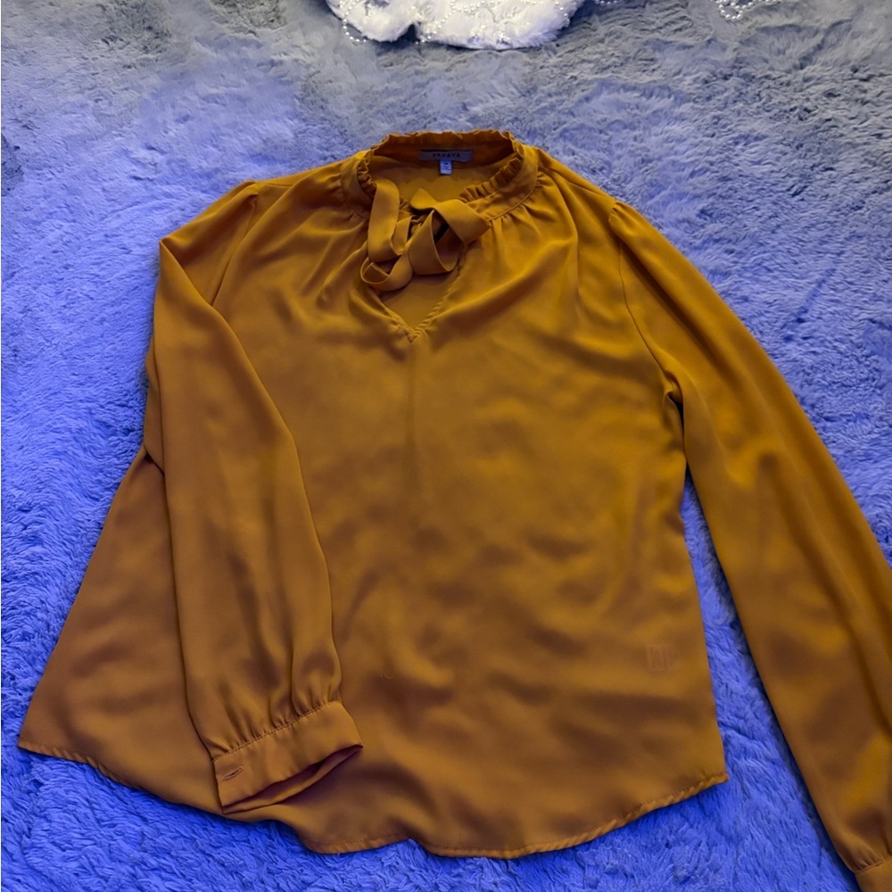 Papaya Mustard Long Sleeve Blouse